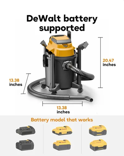 Vista 7 de DeForce Aspiradoras inalámbricas en seco y húmedo para batería DeWalt de 20 V máximo, aspiradora portátil de 5.2 galones, 17000 Pa con boquillas