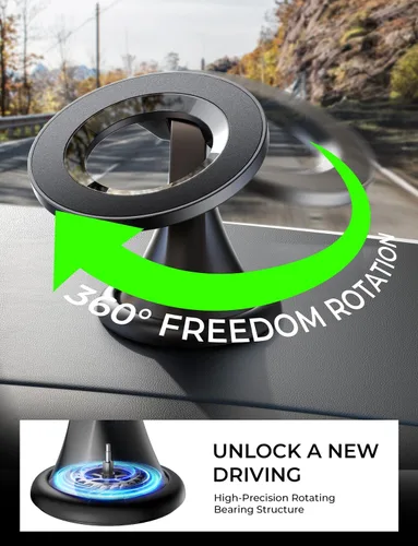 Vista 3 de LISEN Magsafe - Soporte de automóvil para iPhone 17, mini soporte magnético giratorio de 360° para salpicadero de automóvil, soporte magnético