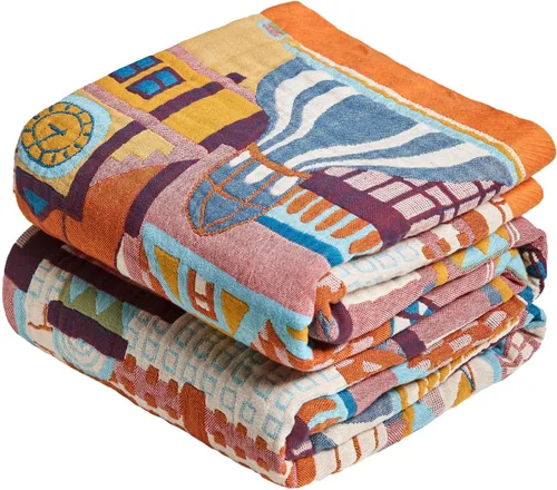 Vista 23 de LUTBM Manta bohemia para sofá de 50 x 60 pulgadas, 100% algodón, suave Animal-pájaro-a