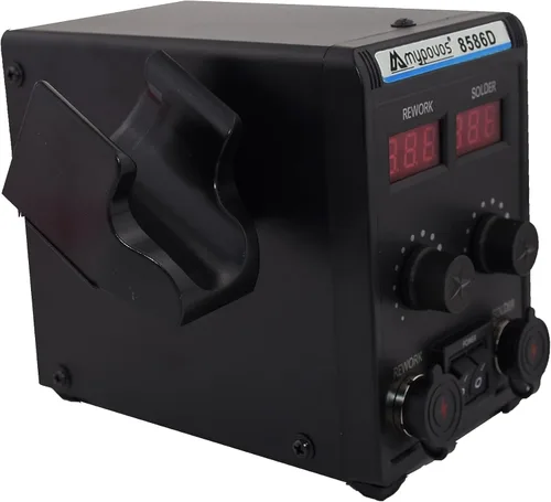 Vista 5 de 8586D Estación de soldadura de 110 V, estación de retrabajo de aire caliente SMD con pantalla LCD dual digital 2 en 1 y soldador, 750 W