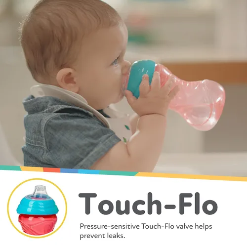 Vista 4 de Nuby Clik-It - Vaso para sorber de fácil agarre sin derrames y boquilla suave para niños, paquete de 3, 10 onzas, 6 meses en adelante