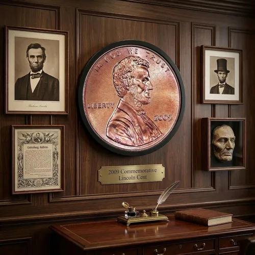 Vista 3 de Lincoln Penny - Rompecabezas redondo de 1000 piezas para adultos, rompecabezas circular de monedas de 2009 centavos, rompecabezas grande de 26.5