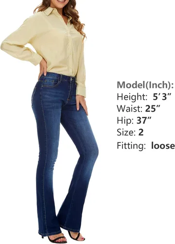 Vista 5 de VIPONES Jeans acampanados para mujer, elásticos, de cintura alta, acampanados, con curvas