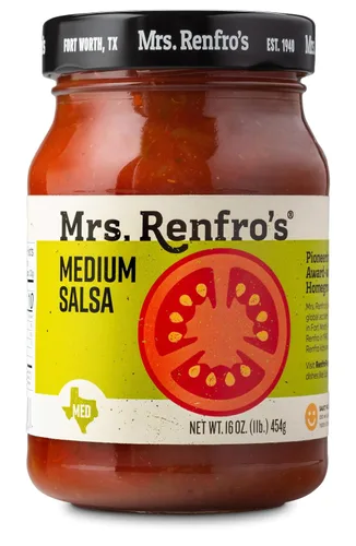Vista 3 de Mrs. Renfro's Medium Salsa, 16 oz Jars (Pack of 2) – Gluten Free Medium Heat Tomato Salsa with Jalapeños, Onions & Peppers – Texas-Style Salsa for