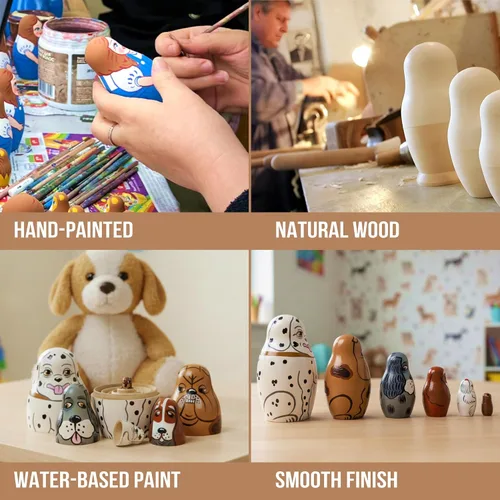 Vista 3 de AEVVV Juego de 6 muñecas anidables para perros, muñecas de anidación Matryoshka con figuras de animales, muñecas de anidación de razas de perros