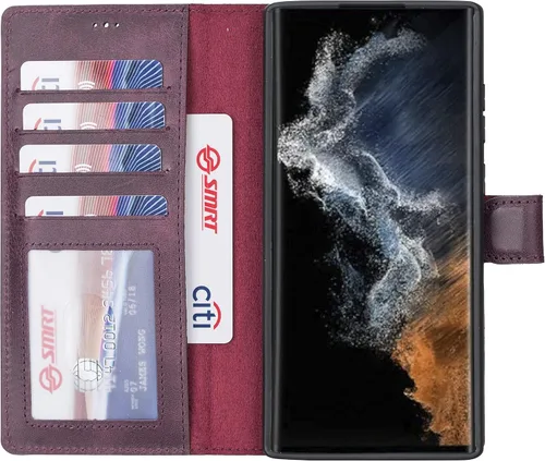 Vista 48 de HARDISTON Funda tipo cartera compatible con Samsung Galaxy S21, hecha a mano, de piel auténtica, cubierta magnética desmontable tipo flip con Negro