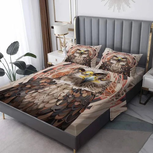Vista 9 de Bald Eagle Sábanas tamaño individual – Sábanas de cama de pájaros, microfibra suave, bolsillo profundo, sábanas y fundas de almohada estampadas sin