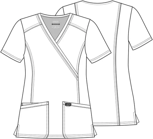 Vista 7 de Workwear Revolution WW610 - Ropa quirúrgica con estilo cruzado falso para mujer, elástica, suave y de fácil cuidado