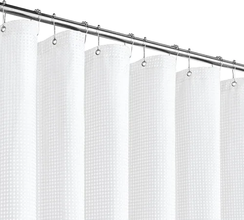 Vista 39 de Gibelle Cortina de Ducha Pequeña para Cabina 36 x 72 pulgadas, Cortina de Ducha de Tela Texturizada de Tejido Gofre Medio Estrecho para Baño, Beige