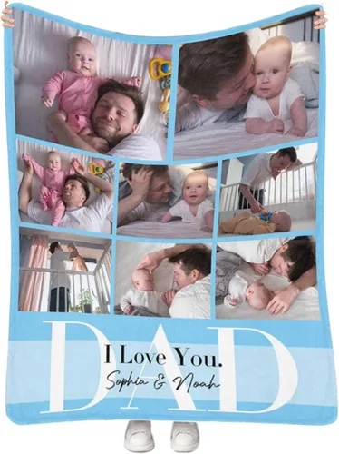 Vista 36 de Regalos personalizados de cumpleaños para el Día del Padre, para papá, abuelo, hombres, manta personalizada con fotos para mi papá, regalos de hija