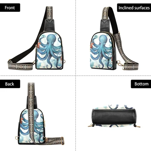 Vista 3 de Sling Backpack Octopus Vintage Sling Bag for Women Crossbody Shoulder Bag Leather Fanny Pack Chest Bag for Travel Hiking 202A1795