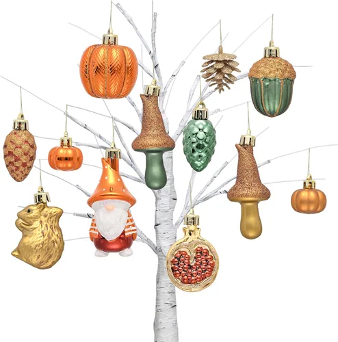 Vista 8 de Valery Madelyn 24ct Fall Ornaments Tree Decorations Shatterproof Home Decor Orange Green