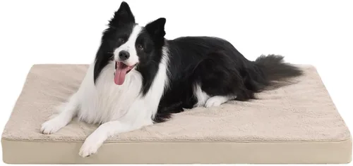 Vista 24 de KSIIA - Cama ortopédica para jaula de perro, impermeable, para perros pequeños, de felpa, lavable, con espuma tipo caja de huevo y funda Negro