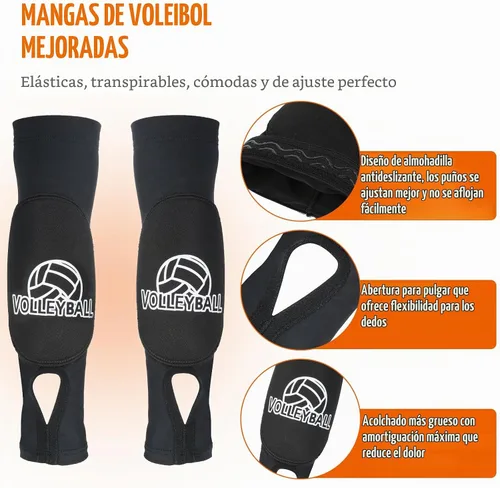 Vista 3 de Tucnoeu Almohadillas para brazos de voleibol con almohadillas protectoras y orificios para el pulgar, protector de muñeca
