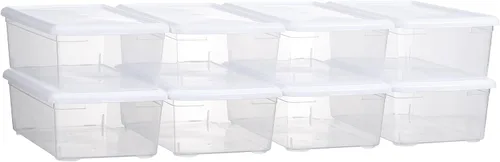 Vista 8 de novelinks Contenedores de almacenamiento de plástico transparente de 6 cuartos de galón con tapas transparentes, caja apilable, contenedor