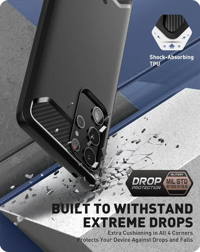 Vista 3 de Clayco Xenon Series - Funda para Samsung Galaxy S22 Ultra (6.8 pulgadas) 5G 360 grados, funda protectora robusta con protector de pantalla Negro