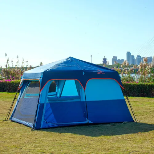 Vista 3 de KTT Extra Large Tent 8-10-12-14 Person(A),Family Cabin Tents,2 Rooms,3 Doors and 3 Windows with Mesh,Straight Wall,Waterproof,Double Layer,Big Tent