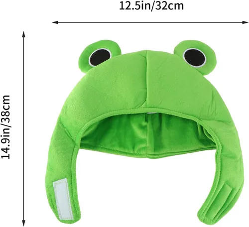 Vista 2 de Bonito sombrero de rana de felpa para adultos, gorro de rana de dibujos animados para disfrazarse, disfraz de cosplay, accesorios de fotos