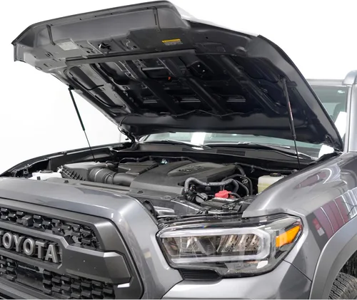 Vista 5 de Redline Tuning 21-27015-02 sistema de cofre de elevación rápida para Toyota Tacoma - Con revestimiento negro y revestimiento antipolvo negro Hood