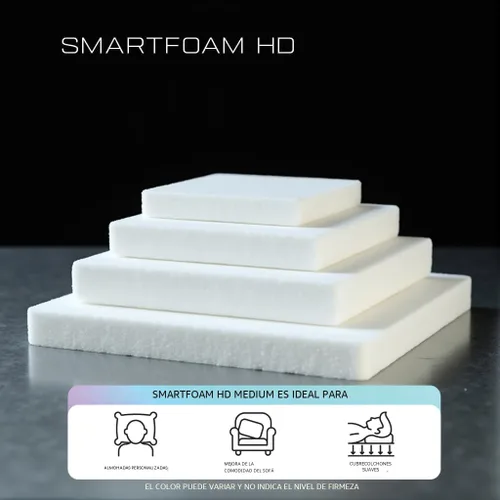 Vista 4 de SmartFoam Espuma HD de corte personalizado para colchones y cojines, espuma de tapicería de alta densidad para proyectos de bricolaje, camas y sofás