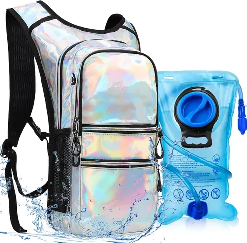 Vista 14 de Paquete de hidratación, mochila de agua con vejiga de hidratación de 3 L, aislamiento ligero, esencial para festivales, mochila de hidratación rave