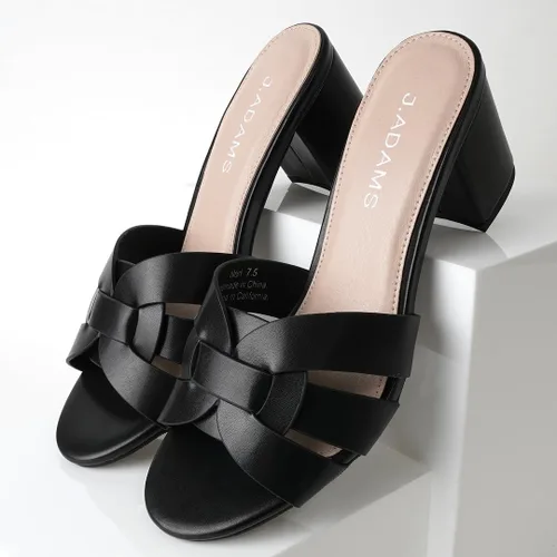Vista 5 de J. Adams Nori Mules para mujer - Sandalias elegantes de tacón de bloque