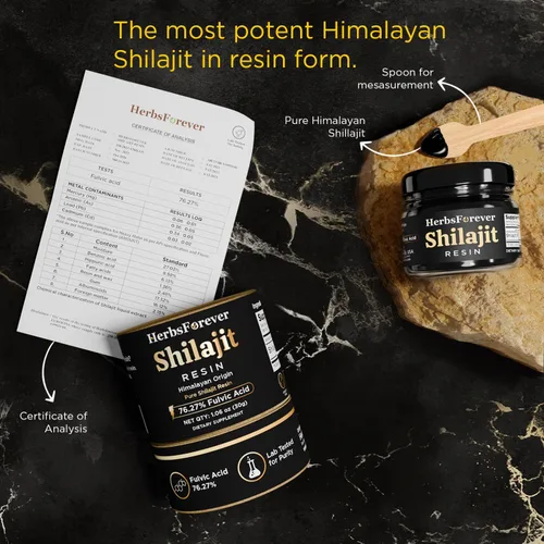 Vista 5 de Herbsforever Resina Shilajit de máxima potencia con 85 minerales traza para aumentar la energía y apoyar el sistema inmunológico para hombres