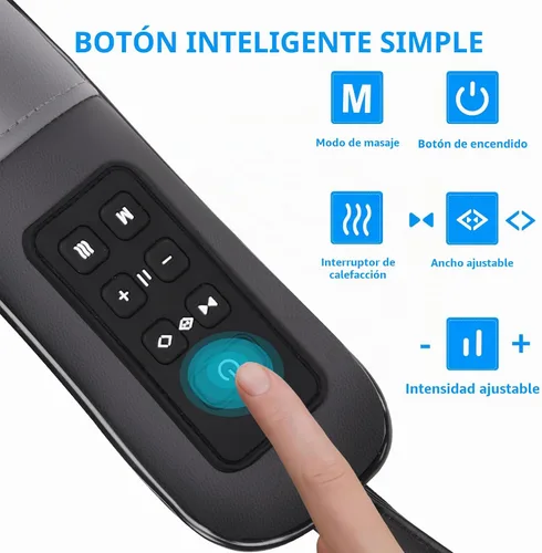 Vista 2 de Masajeador de cuello ajustable de ancho Shiatsu inalámbrico para aliviar el Gris negro