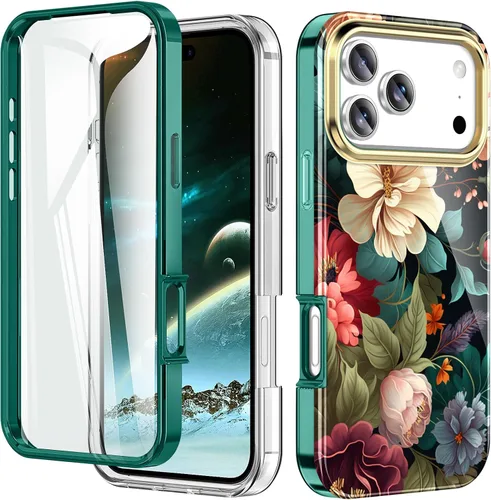 Vista 10 de Funda bonita de mármol para iPhone 13 Pro de 6.1 pulgadas, con protector de pantalla incorporado, ligera y elegante, de TPU, para cuerpo completo, a