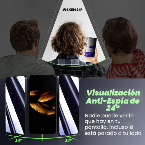 Vista 2 de WSKEN Protector de pantalla de privacidad para Samsung Galaxy S24, vidrio templado [antiespía de 24°] [cero burbujas]