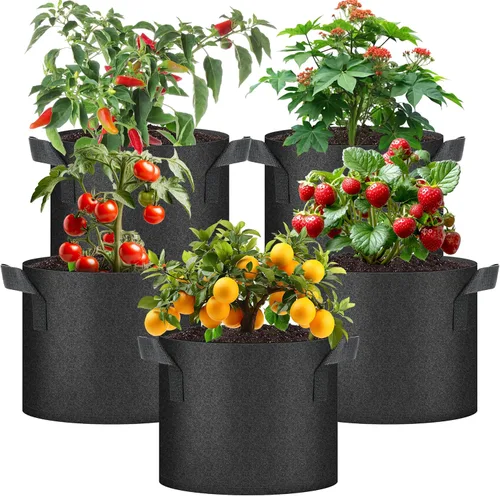 Vista 10 de Bolsas de cultivo de plantas HealSmart 3 galones, juego de 10 macetas para tomate con asas, tela no tejida de aireación, maceta de jardinería Negro