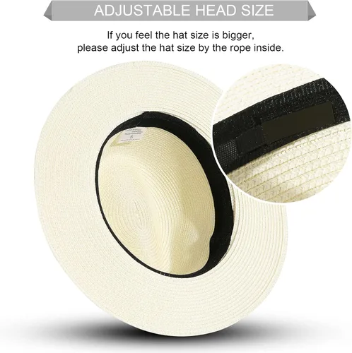 Vista 3 de JOYEBUY - Sombrero de paja plegable para mujer UPF50, Fedora, sombrero de playa