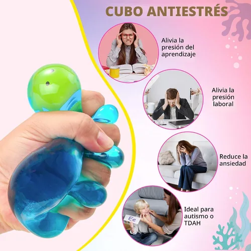 Vista 5 de Juguetes sensoriales de cubo antiestrés para adultos, pulpo que brilla en la oscuridad, juguetes sensoriales para niños con autismo, bolas de estrés