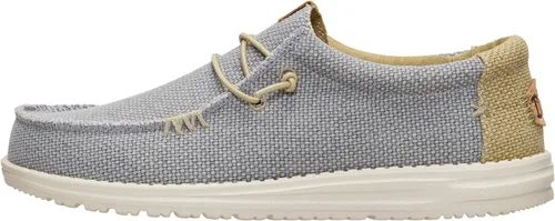Vista 12 de Hey Dude Wally Linen - Mocasines para hombre, cómodos y ligeros, sin cordones Blanco