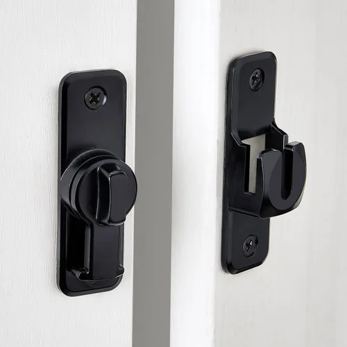 Vista 6 de INIRET Cerradura de pestillo giratorio de seguridad mejorada negra - Pestillo de puerta deslizante y oscilante de 90/180 grados de servicio pesado