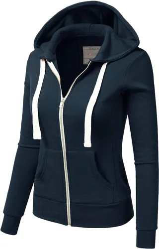 Vista 3 de DOUBLJU - Chaqueta ligera y delgada con capucha y cierre de cremallera para mujer, disponible en talla extragrande