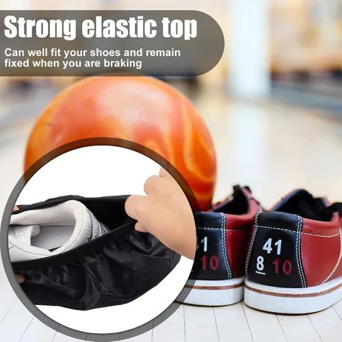 Vista 6 de SATINIOR 4 fundas negras para zapatos de boliche, XL, antideslizantes, accesorios protectores, suministros deportivos modernos para hombres, mujeres