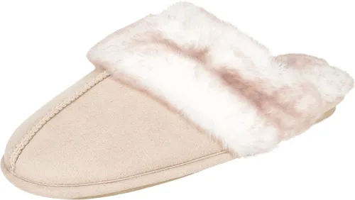 Vista 14 de Jessica Simpson - Pantuflas cómodas de piel sintética para mujer con suela antideslizante y espuma viscoelástica Negro