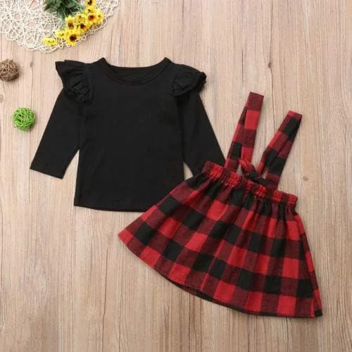 Vista 3 de Mubineo Conjunto de falda de algodón para bebé y niña pequeña