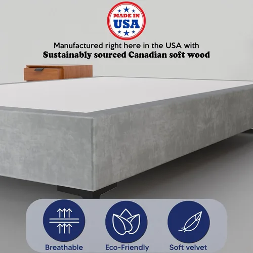 Vista 6 de Greaton, Cama con plataforma de madera de terciopelo de alta calidad de 15 pulgadas, duradera, elegante, opciones de multicolor, no necesita somier