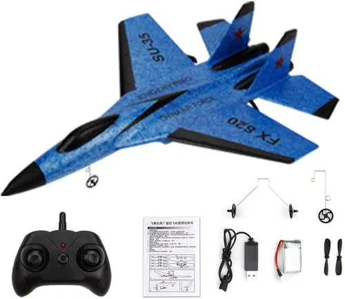 Vista 3 de Feamos Fmingdou Avión Rc, avión RC realista SU-35 Fighter EPP Avión de espuma para niños Fácil vuelo antichoque Control remoto avión para niños 13.0