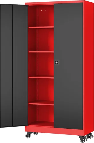Vista 13 de Fesbos Armario de almacenamiento de metal, archivadores de acero de 36 pulgadas de alto con puertas con cerradura y estantes ajustables, gabinete