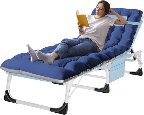 Vista 12 de ABORON - Silla de bronceado 3 en 1 extragrande con tapete y reposabrazos, tumbonas plegables resistentes, 5 posiciones para exteriores, para playa