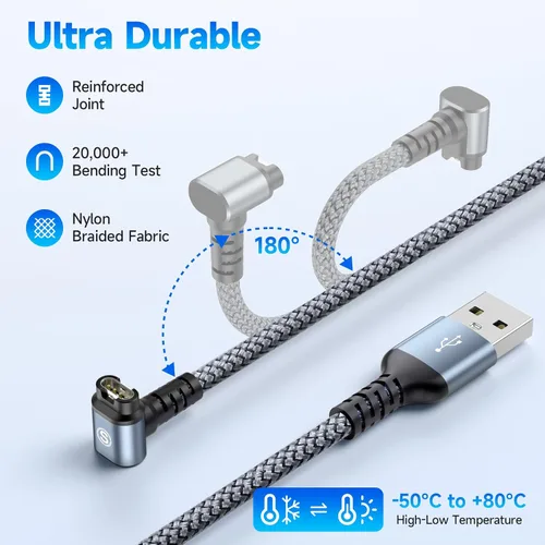 Vista 3 de Garmin - Cable cargador para reloj en ángulo recto, carga rápida, nailon trenzado, 4 pies Para Fenix 5/5S/5X/6/6S/6X/Plus/Pro/7/7S/7X/8, Gris