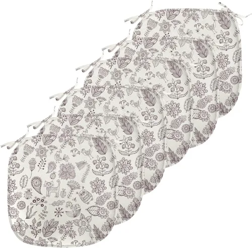 Vista 127 de Ambesonne Cojín de asiento para silla de flores, detalles florales con hojas y remolinos, estampado artístico romántico y vívido y vibrante