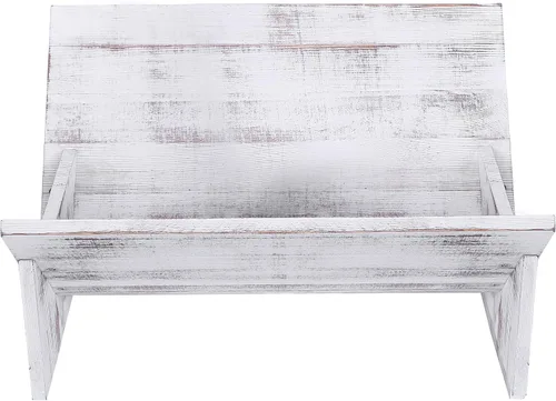 Vista 5 de MyGift - Estantería de madera rústica inclinada, Madera, blanco (whitewashed)