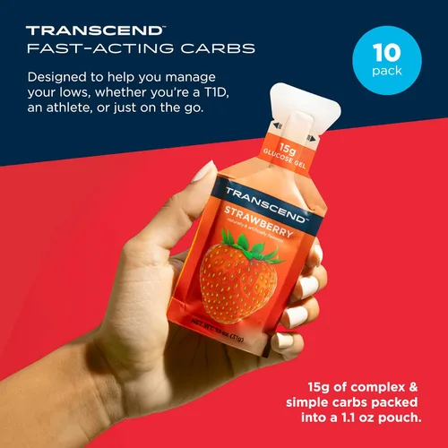 Vista 2 de Transcend Foods - Gel de fresa (1.1 onzas, paquete de 10) gel de carbohidratos de acción rápida sabor a fresa, sin cafeína, sin gluten