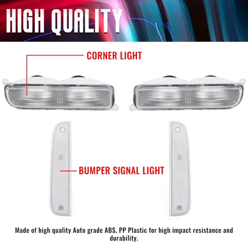 Vista 2 de ECOTRIC Luces de esquina + luces de señal compatibles con Jeep Cherokee XJ 1997-2001 solo luces de esquina transparentes y luces de señal