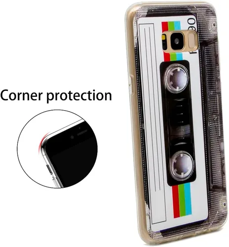 Vista 3 de FAteamll Funda para Galaxy S8 acabado mate con TPU suave parachoques retro cassette cinta caso compatible con Samsung Galaxy S8