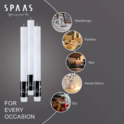 Vista 6 de SPAAS - Velas rústicas blancas para cena, 6 velas decorativas altas rústicas sin goteo blancas sin perfume para decoración del hogar, mesa, fiesta